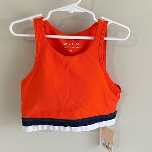 Wilo the Label Ribbed Contra Sports Bra - Orange/Navy - Size Extra Small - NWT